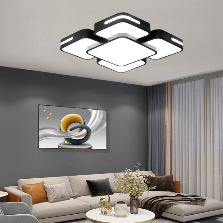 Tricolor Stepless Dimming Rectangular Atmosphere Modern LED Ceiling ...