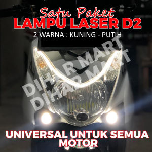 2 MODE NYALA KUNING PUTIH LAMPU TEMBAK D2 LASER UNIVERSAL / LAMPU SOROT MOTOR KANAN KIRI