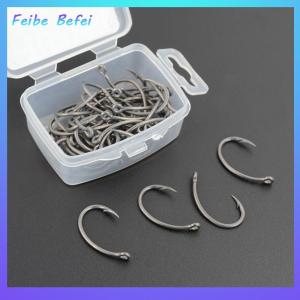 [Feibe Befei] Hirisi 50 cái móc Teflon đóng hộp móc nhiều loại có gai Móc Câu Cá chép dụng cụ câu cá