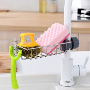 Kệ Để Miếng Rửa Chén Inox Có Khay Hứng Nước Sạch Sẽ Tiện Lợi Tặng Kèm Miếng Dán Siêu Chắc Cao Cấp - Kệ Để Đồ Rửa Chén Kệ giỏ inox đựng dụng cụ rửa chén bát dán tường - Giá Treo Bồn Rửa Bát Inox