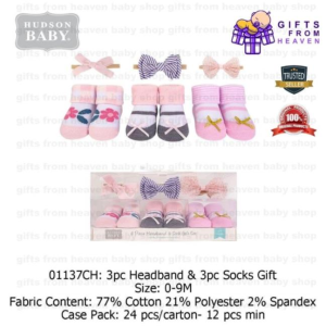 HUDSON BABY 6 PCS HEADBAND & SOCK GIFT SET 01137