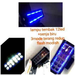 [PAKET]Lampu Depan Daymeker LED 1224 Mata Biru-Biru Plus Breket Plat Motor Yamaha RX king RX-Z RX + Special