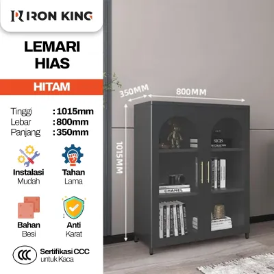 [MURAH] Lemari Kaca Besi Lemari Pajangan Display Cabinet Rak Tas Buku Minimalis