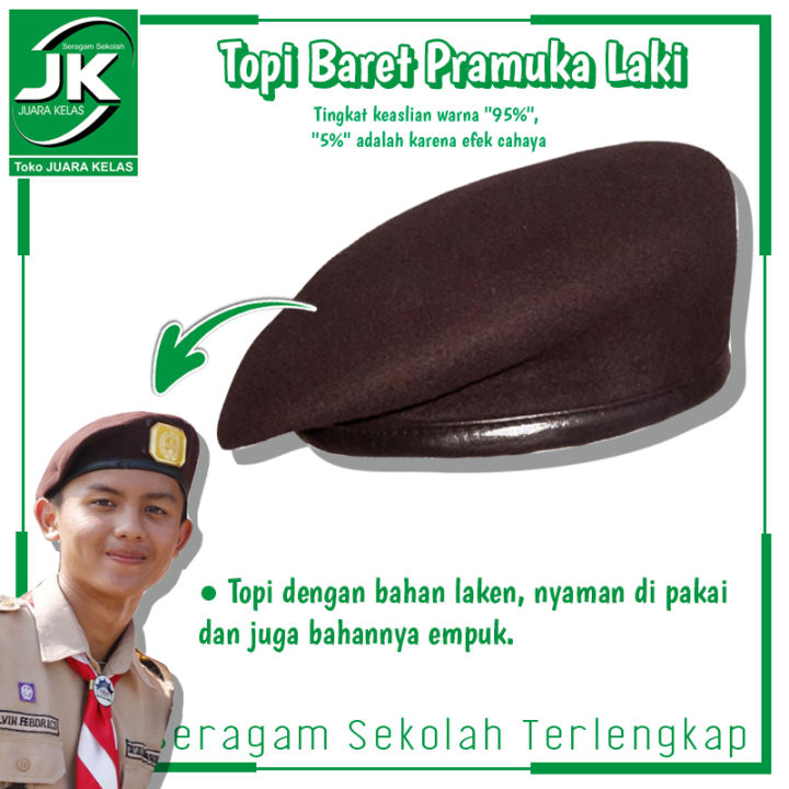 [Toko Juara Kelas] Topi Baret Pramuka Laki- Atribut Pramuka - Topi
