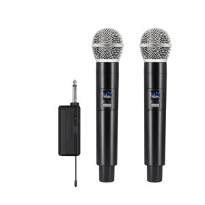 Wireless Microphone UHF Dual Handheld MicrophonePortable Microphone Work Range 50m/168ft Rechargeable Mic For Type-c With 6.35mm/3.5mm Adapter
