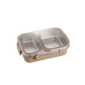YERZ lunchbox for kids lunch box set for adult Sealed Stainless Steel Lunch Box Rectangle Leakproof Rectangle Lunch Box Portable Heat Preservation 2/3 Gird Food Storage Box for School