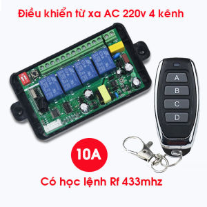 (4 Cổng) công tắc điều khiển từ xa 220v 4 kênh có học lệnh tần số 433mhz công tắc đèn quạt máy bơm nước từ xa