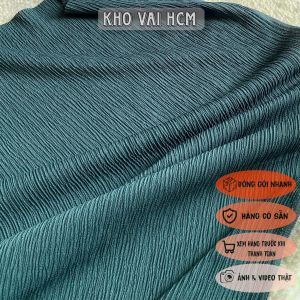 Vải Đũi Gân Xốp Xanh Khổ 1m2 - Chất Rũ Mềm Đàn Hồi Nhẹ 2 Chiều Mỏng Vừa Ít Nhăn - May Váy Đầm