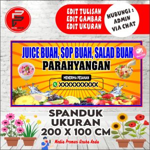 Spanduk Jus Buah Salad Buah Sop Buah / Banner Minuman ES Buah / Spanduk Es Buah Ukuran 2x1m Bisa COD