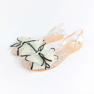 Sandal Korean Ribbon Transparent Wanita Slipper Selop Jalan Cewek Pita Gemesh Empuk BISA COD SPT-89