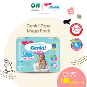 Genki! Mega Tape Diapers Baby - Size NB (78s)/S (78s)/M (64s)/L (54s)/XL (42s)