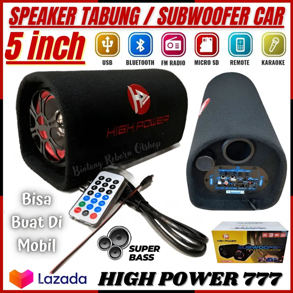 Speaker Bluetooth Subwoofer Car Inch Bisa Sambung Mobil AC-DC Speaker  Bass Super Input Bisa Mic, Bass, Trable, USB, TF Card,Radio FM, AUX-IN, 