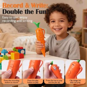 Carrot Voice Recorder Pen with Music Cartoon Creativity Children Ballpoint Pen That Can Be Recorded Creative Birthday Gift