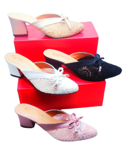 Sandal pesta kondangan wanita/sendal bustong brukat pesta hak tahu/sandal selop bustong brukat wanita/sandal wanita terbaru hak tahu 5cm bisa cod/heels wanita pesta terbaru/sepatu pesta wanita