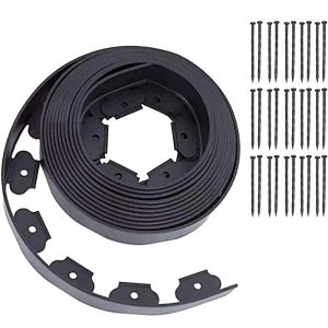 10m Landscape Edging No Dig Garden Edging Border with 30 Spikes for Flower Bed Edging Decor and Gardens Lawn