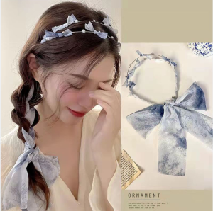 8686.lucky ที่คาดผม ผ้า ซาติน หลายวิธีการรวมกลุ่ม สไตล์เรโทร ริบบิ้น