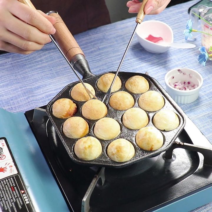 GOOJJ Cast Iron Octopus Balls Waffle Pan Kitchen Kitchenware N1N Cooking Appliance Takoyaki