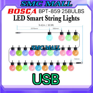 BOSCA High Quality 25 Bulbs 9.5M LED Smart Multi Color Crystal Ball String Lights Christmas Lights Remote APP Control