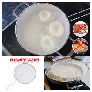 33cm Stainless Steel Oil Proofing Lid Fried Filter and Lids Cover for Frying Pan Splatter Screen/Sekatan Percikan Minyak