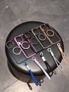 16 Pro Max 15 14 13 12 11 case with magnetic metal lanyard for iPhone soft shell TPU shockproof case