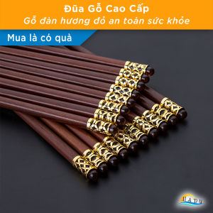 [Set 10 Đôi] Đũa Gỗ Đàn Hương Đỏ Tự Nhiên HADU Đũa Ăn Cơm Kiểu Nhật Cao Cấp Chống Mốc Kháng Khuẩn Chống Trơn Trượt Không Sơn Sáp