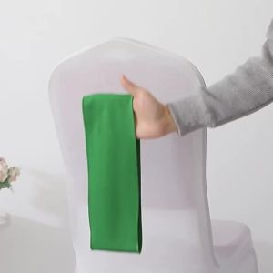 25pcs Satin Spandex Chair Cover Band Ribbons Chair Tie Backs for Party Banquet Decor Wedding Decoration Knot Chair Bow Sashes