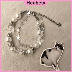 Heabety Harajuku Star Bracelet Girl Pentagram Pearl Beaded Bangle For Women Vintage Aesthetic Charm Bracelet Accessories Jewelry Gift