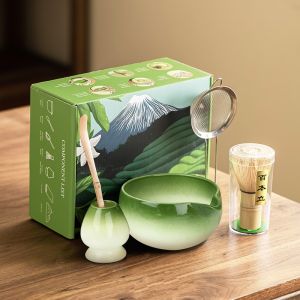 Matcha Tea Set with Bamboo Whisk Bowl Scoop Strainer Japanese Matcha Kit Gift Set