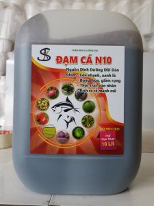 Mua 1 Tặng 1 - Phân Bón Đạm Cá Hữu Cơ Đậm Đặc N10 - Can 10L  (Tặng 1 gói Pseudomonas 500g Trừ nấm bệnh)