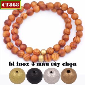 Vòng chuỗi đôi 6 ly gỗ huyết rồng charm bi inox VGHRHBD charm bông sen Vòng tay hạt chuỗi vòng tay nam và nữ chuỗi đeo tay vòng chuỗi phong thủy