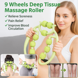 9 Wheels Massage Roller Massager Muscle Relaxer Ring Shaped Clip Leg Slimming Rolling Wheel Pain Relief