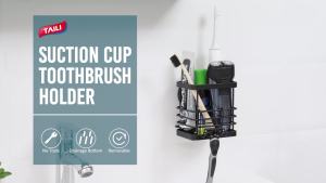 TAILI Power Suction Cup Toothbrush Holder Stainless Steel Waterproof Puddle Shower Toothbrush Holder No Drilling Removable Storage Bags Suitable for Bathroom Toothpaste Toothbrush Razor Kitchen and Office Items Suitable for Bathroom Kitchen Bedroom