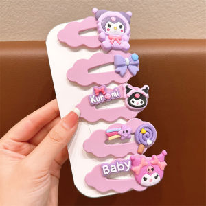 Sanrio 5pcs Hair Accessories Cute Kuromi My Melody Cartoon Kawaii Girl Hairpin Bangs Clip For Kid