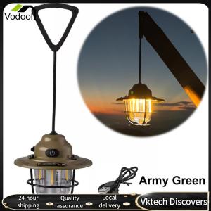 【Vodool】LED Outdoor Campsite Lamp IPX4 Waterproof Retro Decorative Light 1200mAh Camping Hanging Lamp for Camping Hiking Fishing