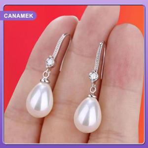 【CANAMEK】 Đồ trang sức cho phụ nữ nước thả bông tai ngọc trai cho phụ nữ màu đỏ trắng vòng ngọc trai hình bầu dục Bông Tai đám cưới engagement Valentines ngày Quà Tặng