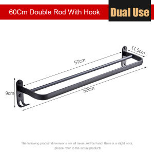 Premium Aluminum Bathroom Towel Rack No drilling Towel Hanger Wall Mounted Single Double Towel Bar Tuala Rak Bilik Mandi Tandas