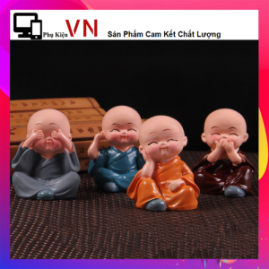 Bộ 4 Tượng Chú Tiểu Tứ Không Mang Lại Bình Yên May Mắn Trang Trí Bàn Làm Việc Xe Hơi - Bộ Tượng Phật Phong Thủy - Chú Tiểu Hòa Thượng Decor Bàn Thờ Cúng