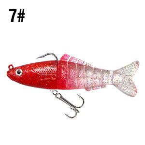 1Pcs 9cm/17g Luminous Soft Jointed Sinking Minnow Fishing Lure Swimbait 8 Sections Bass Wobbler Bait 3D Eyes Treble Hook