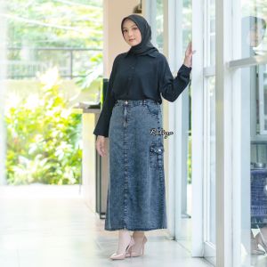 Rok Cargo Jeans Style Korean Jumbo Terbaru Ukuran L XL XXL Paling Laris / Cargo Model Terbaru