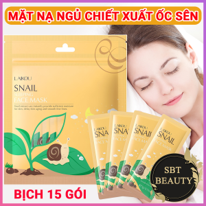 Bịch Chứa 15 Gói Mặt Nạ Ngủ Chiết Xuất Ốc Sên LAIKOU Snail Sleeping Face Mask – Làm Mờ Nếp Nhăn Chống Lão Hóa Da Dưỡng Ẩm Da Mịn Màng