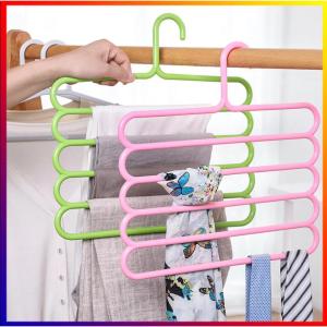 【5PCS】5 Layer Plastic Pants Hanger Closet Storage Organizer for Pants Jeans Multifunctional  Tie Bras Storage Rack Hanger