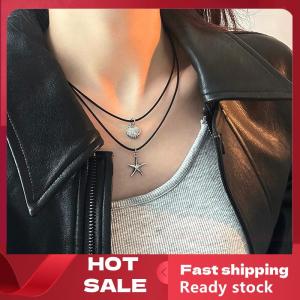 🚚【Local Express Delivery】🚚 Retro Black Rope Heart Shell Pendant Necklace For Women Starfish Clavicle Chain Necklace Trendy Accessories Gift