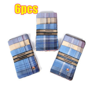 6pcs/12pcs Random Men Fashion Handkerchief Assorted Color Per Pack Checkered And Plain Handkerchief For Men