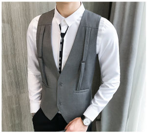 Áo gile áo gile nam xu hướng phiên bản hàn quốc thiết kế dây đeo thời trang sành điệu -Mã N41