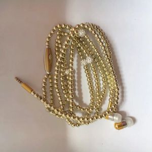 Lonee 3.5mm In-Ear Pearl Necklace Earphone OriginalHighQuality Pink Rhinestone Necklace Jewelry Beads Wired Earphones Handfree Headphone With Mic For Android Samsung Xiaomi iPhone OPPO Brithday Girls Gifts Universal Headset Top Seller