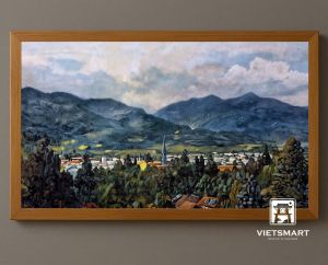 Tranh Nghệ thuật "Cảnh Thung Lũng Ở Thụy Sỹ" VIETSMART ART - Sơn dầu trên toan vải 60 x 90cm