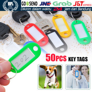 50Pcs/Set Gantungan Kunci Key Ring Label Tag Bisa Tulis Nama Plastik Warna Warni