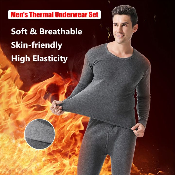 BETTERFORM Thermal Clothes Ultra Soft Fleece Lined Warm Thermal Underwear  for Men Top and Bottom Set Men's Thermal Underwear Set Men's Long Johns Set