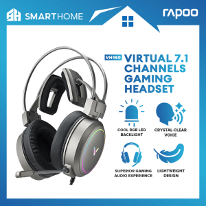 Rapoo VH160 USB Virtual 7.1 Channel RGB Gaming Headset with RGB LED Headphone Noise Cancelling Build-in Mic for PC/Laptop