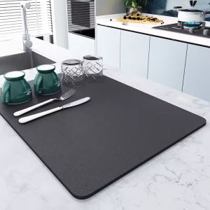 [SG] Quick Diatomite Dry Drying Mat Large Absorbent Non Slip Water Drain Pad for Sink Countertop